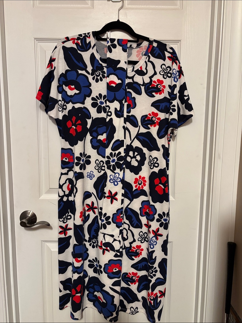 Lularoe NWOT Marly Midi Dress Blue Red Black White Plaid Size XL
